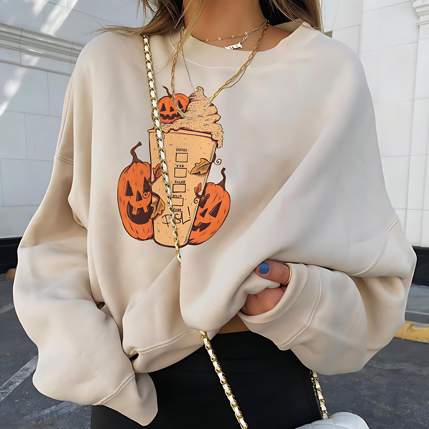 Women’s Pumpkin Print Hoodie