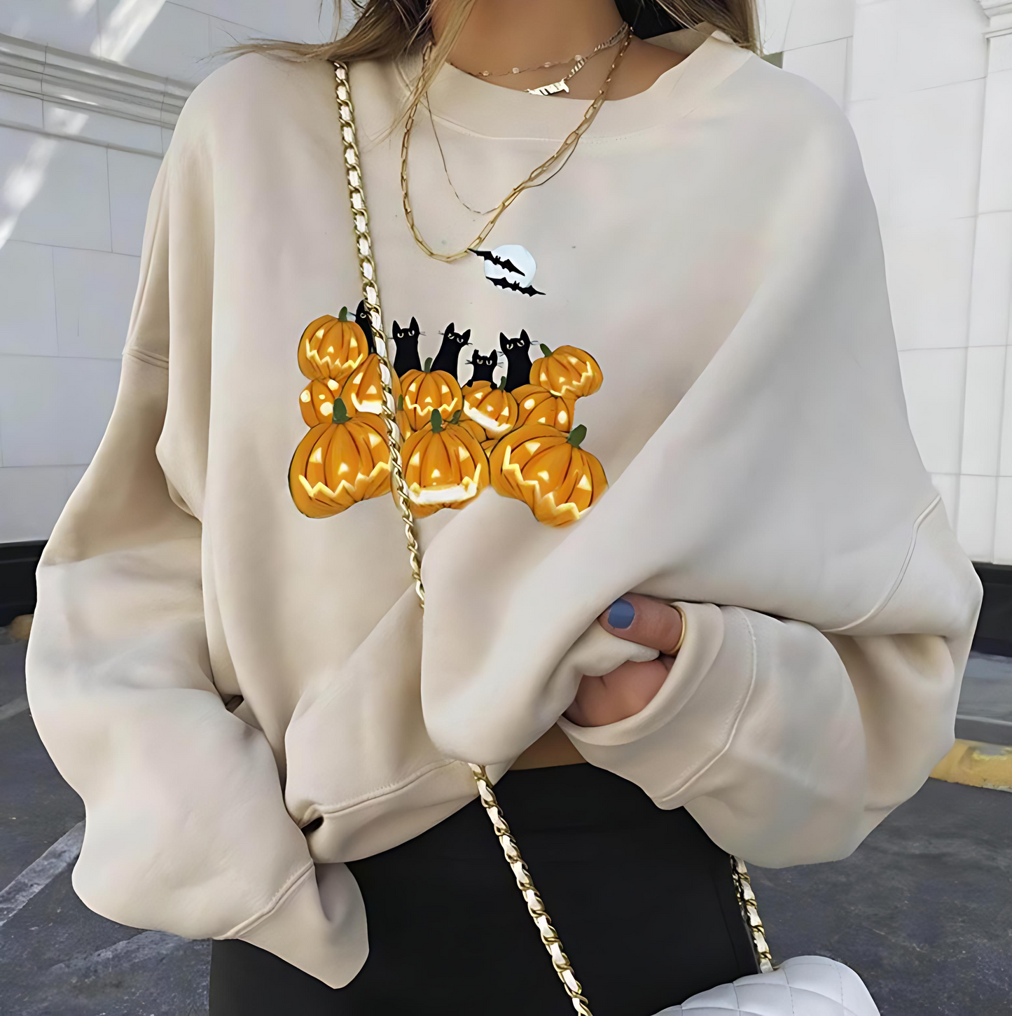 Women’s Pumpkin Print Hoodie