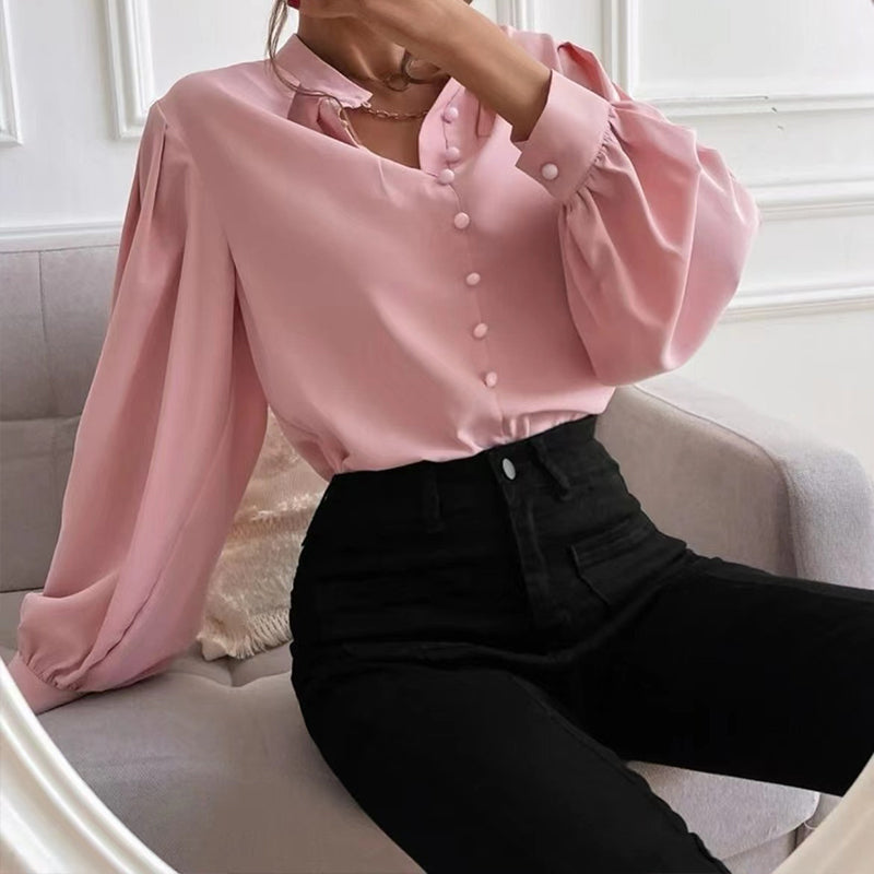 Women’s Stand Collar Button-Up Shirt