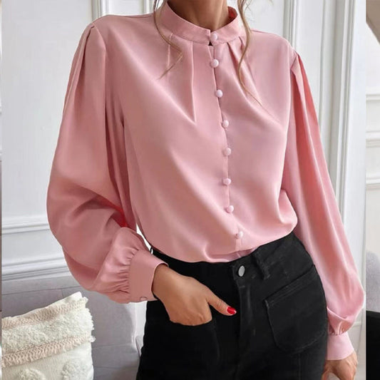 Women’s Stand Collar Button-Up Shirt