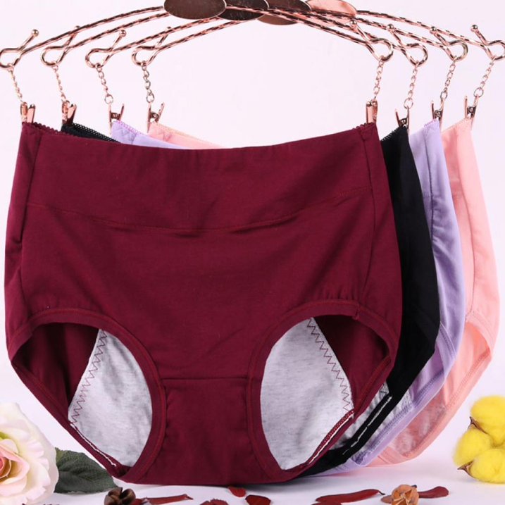 High-waisted high-waisted underwear in antibacterial and anti-drip physiological cotton