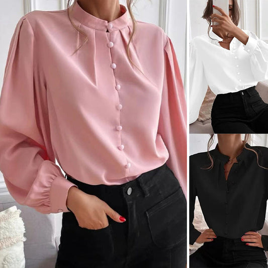 Women’s Stand Collar Button-Up Shirt